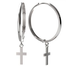 BG zlaté náušnice křížek 239 Bílé zlato - 585