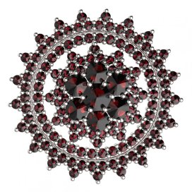 BG brož 230 Stříbro 925 - rhodium Granát