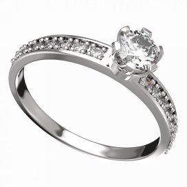 BG zlatý prstýnek 870E Bílé zlato - 585 Bílý kubický zirkon