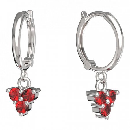BeKid, Gold kids earrings -776 - Switching on: Circles 12 mm, Metal: White gold 585, Stone: Red cubic zircon