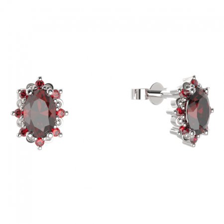 BG earring oval -  953 - Metal: Silver 925 - rhodium, Stone: Garnet