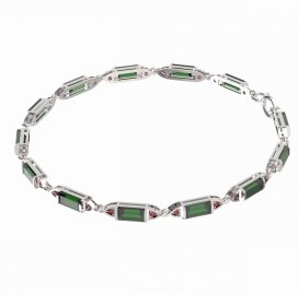 BG náramek 645 Stříbro 925 - rhodium Vltavín a granát