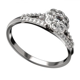 BG zlatý prstýnek 552 M Bílé zlato - 585 Diamant