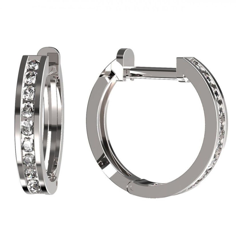 Zlaté náušnice s lab-grown diamantem, bílé zlato 585 – 654
