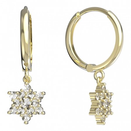 BeKid, Gold kids earrings -090 - Switching on: Circles 15 mm, Metal: Yellow gold 585, Stone: Pink cubic zircon