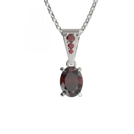 BG přívěs s centrálním oválným kamenem 712 Stříbro 925 - rhodium Granát