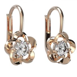 BG zlaté náušnice 1359 Růžové zlato 585 (30-90dní) Bílý kubický zirkon