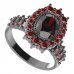 BG prsten 250-X oválného tvaru - Kov: Stříbro 925 - rhodium, Kámen: Vltavín a granát