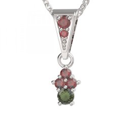 BG přívěs 159-1 Stříbro 925 - rhodium Vltavín a granát