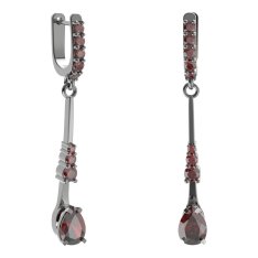 BG náušnice s centrálním kapkovitým kamenem 495-B93 Stříbro 925 - ruthenium (30-90dní) Granát