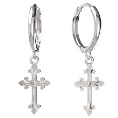 BG zlaté náušnice křížek 1109 Bílé zlato - 585 Diamant