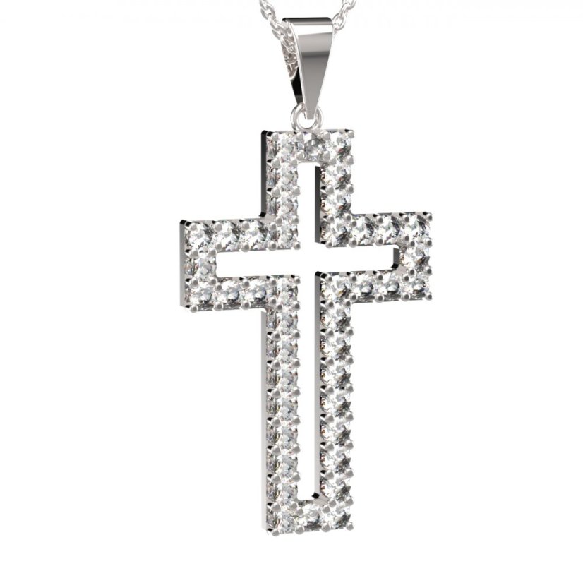 BG zlatý přívěšek křížek 238 Bílé zlato - 585 Diamant