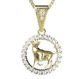 BG zlatý přívěšek Býk 052 Žluté zlato - 585 Bílý kubický zirkon