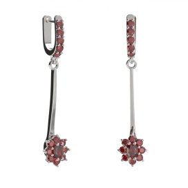 BG náušnice s centrálním oválným kamenem 627-A93 Bílé zlato - 585 Granát