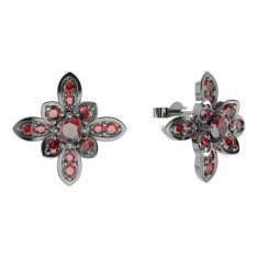BG náušnice květ -  404 Stříbro 925 - ruthenium (30-90dní) Granát