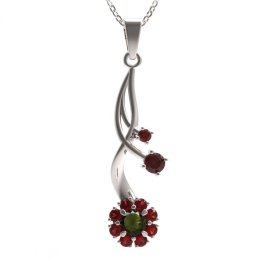 BG přívěs kruhováho tvaru 497-P Stříbro 925 - rhodium Vltavín a granát