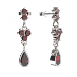 BG náušnice s přírodním granátem z Čech  253 Stříbro 925 - rhodium Granát