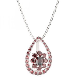 BG přívěs s centrálním oválným kamenem 627-90 Stříbro 925 - rhodium Granát