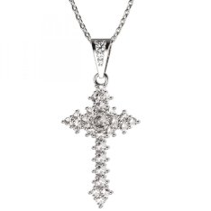 BG zlatý diamantový přívěšek křížek 264 Bílé zlato - 585 Diamant lab-grown