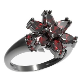 BG prsten ve tvaru hvězdy 520-K Stříbro 925 - ruthenium (30-90dní) Granát