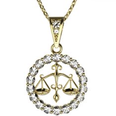 BG zlatý diamantový přívěšek Váhy 044 Žluté zlato - 585 Diamant lab-grown