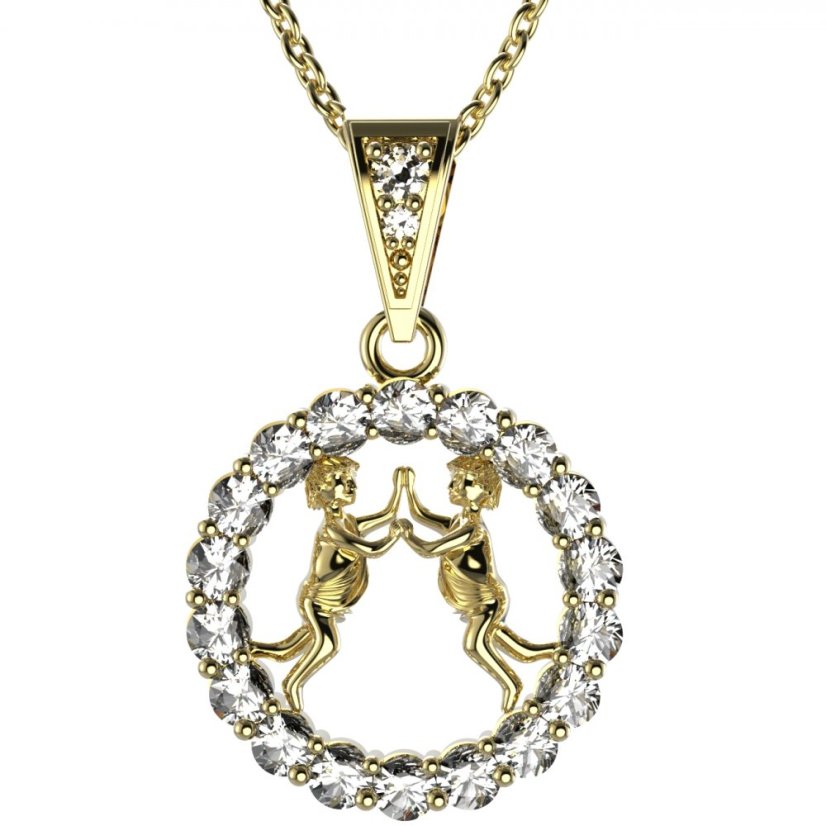 BG zlatý přívěšek Blíženci 044 Žluté zlato - 585 Diamant