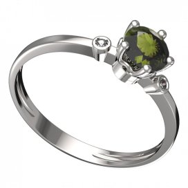 BG vltavínový prsten 875L Bílé zlato - 585 Vltavín a diamant