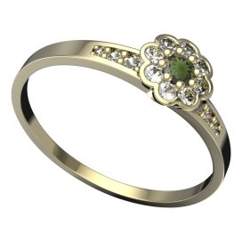 BG vltavínový prsten 552J Žluté zlato - 585 Vltavín a diamant