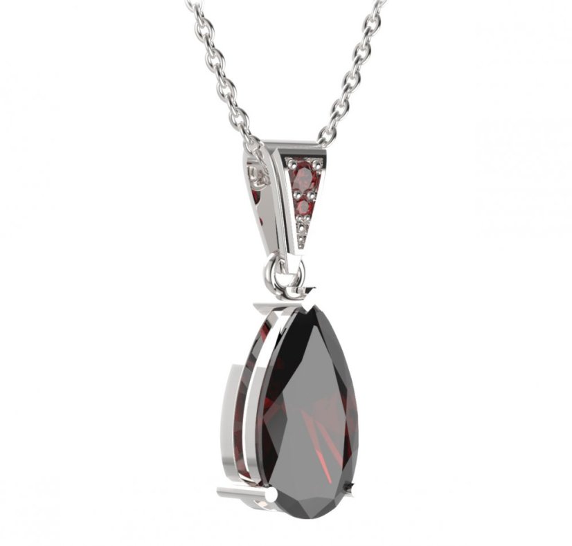 BG přívěs kapkovitého tvaru 429-1 Stříbro 925 - rhodium Granát