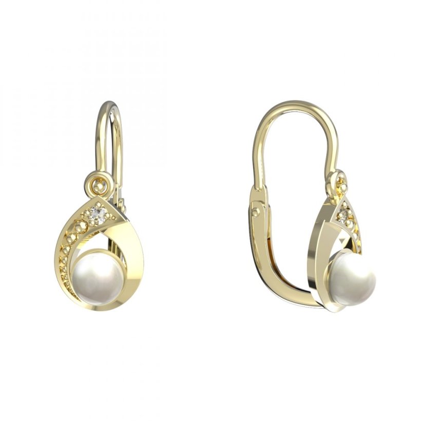 BeKid dětské náušnice 1242 s bílou perlou Žluté zlato - 585 Diamant