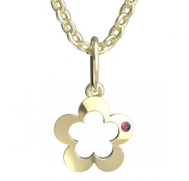 BeKid dětský přívěšek pětilístek 832 Žluté zlato - 585 Červený kubický zirkon