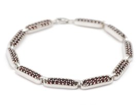 BG náramek vsazený přírodní granát  162 Stříbro 925 - rhodium Granát