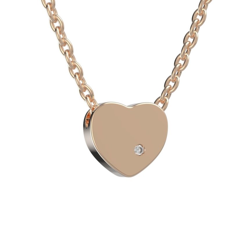 BG Zlatý náhrdelník srdíčko 1582 Růžové zlato 585 (30-90dní) Diamant