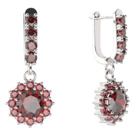 BG kulaté náušnice 098-96 Stříbro 925 - rhodium Granát