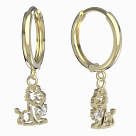 BeKid dětské náušnice lev 1191 Žluté zlato - 585 Diamant