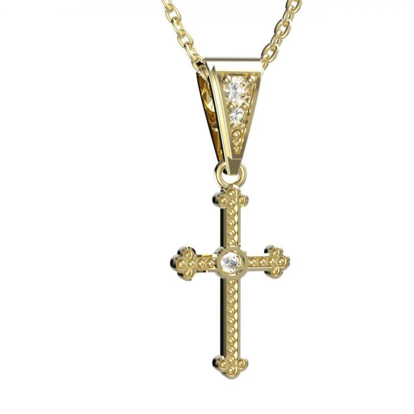 BG zlatý přívěšek křížek 1110 Žluté zlato - 585 Diamant