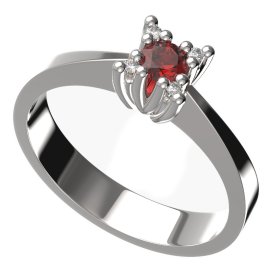BG zlatý prstýnek 762 Bílé zlato - 585 Červený kubický zirkon