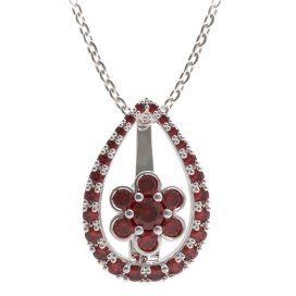 BG přívěs ve tvaru květu 518-90 Stříbro 925 - rhodium Granát