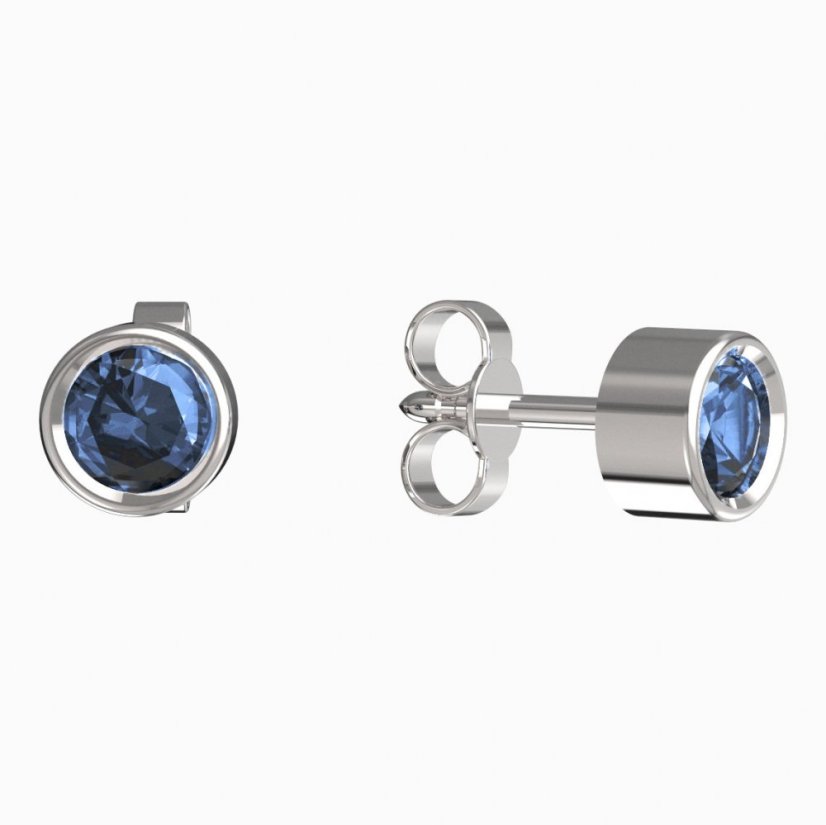 BG zlaté náušnice 771 Bílé zlato - 585 Světle modrý kubický zirkon