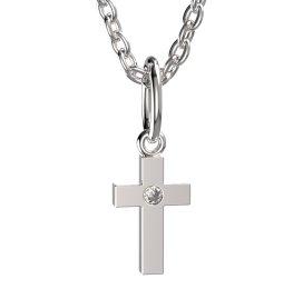 BeKid dětský přívěšek křížek 1105 Bílé zlato - 585 Diamant