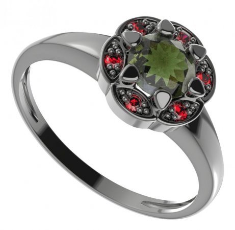 BG ring circular 994-I - Metal: Silver 925 - rhodium, Stone: Garnet