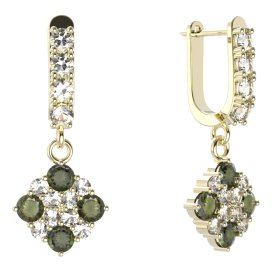 BG  náušnice 317 Stříbro 925 - pozlacené Vltavín a  kubický zirkon