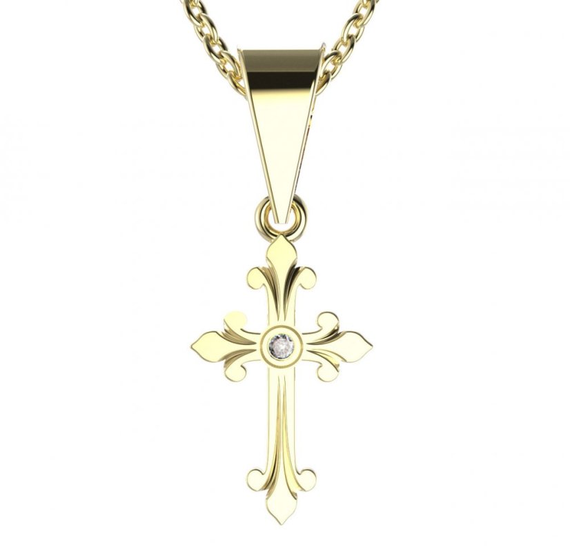 BG zlatý přívěšek křížek 1109 Žluté zlato - 585 Diamant