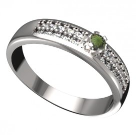 BG vltavínový prsten 553F Bílé zlato - 585 Vltavín a diamant