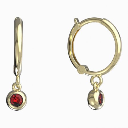BeKid, Gold kids earrings -101 - Switching on: Circles 12 mm, Metal: Yellow gold 585, Stone: Red cubic zircon