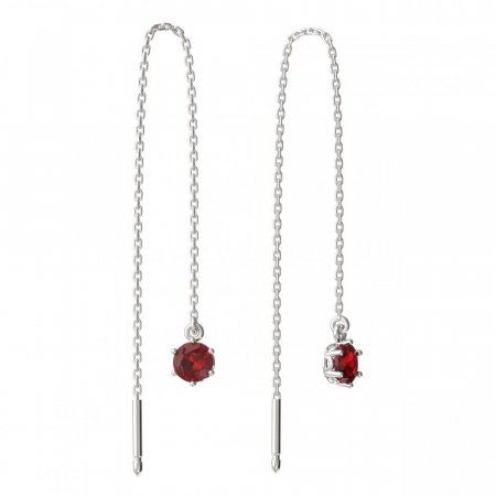 BeKid, Gold kids earrings -1294 - Switching on: Chain 9 cm, Metal: White gold 585, Stone: Red cubic zircon