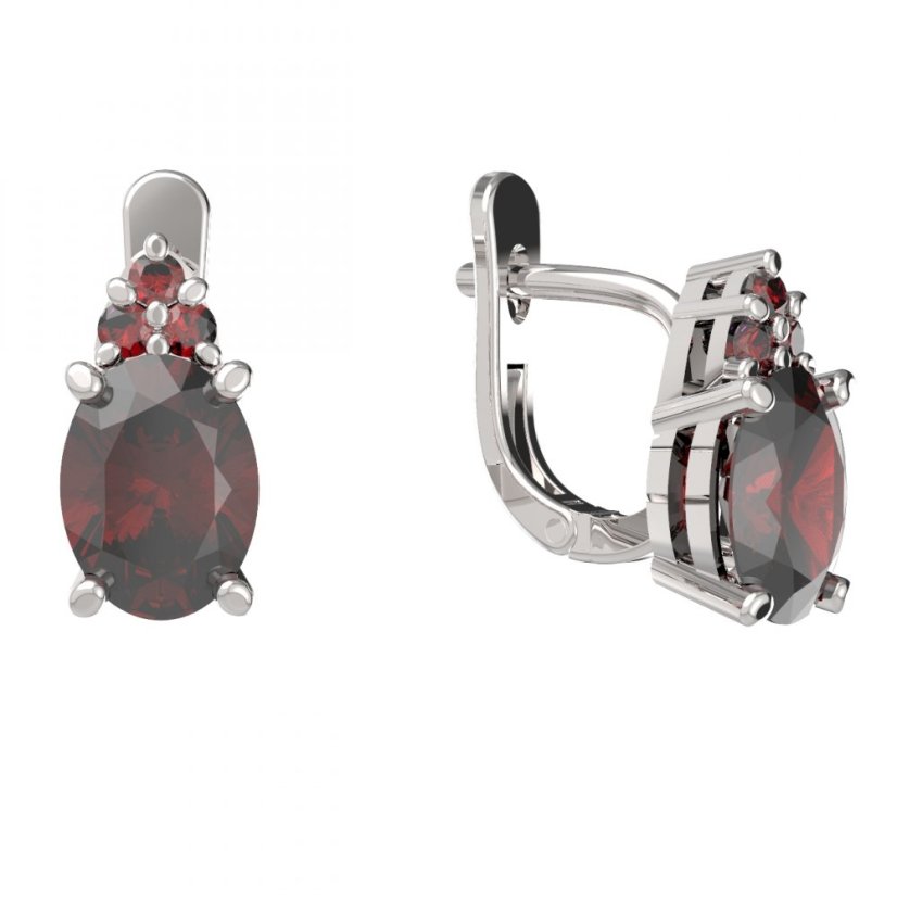 BG náušnice přírodní granát  712+ Stříbro 925 - rhodium Granát