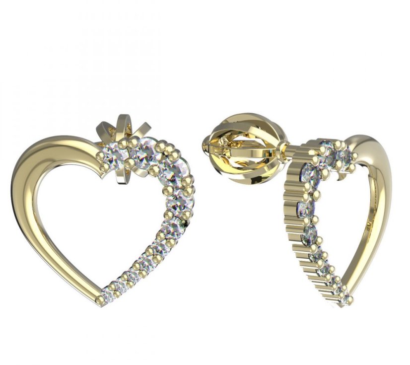 BeKid dívčí náušnice srdíčko 1255 Žluté zlato - 585 Diamant