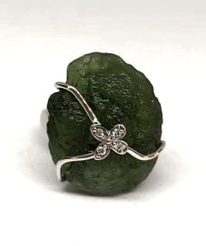 BG zlatý prsten, přírodní kámen-Vltavín 011