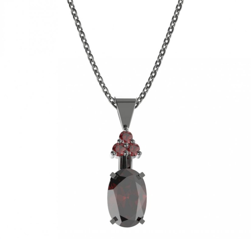 Stříbrný přívěsek s českým granátem, ruthenium – 492-87